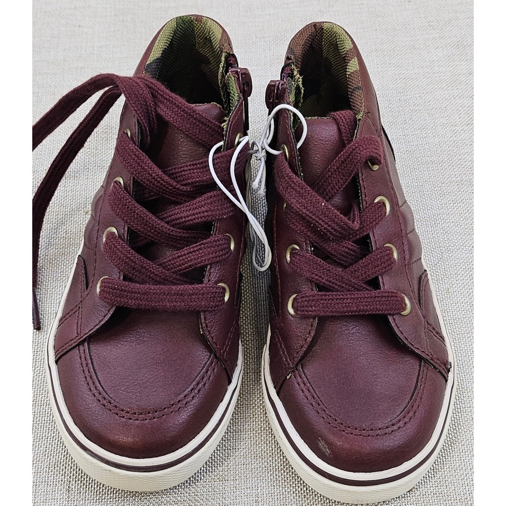 Cat Jack Kids Burgundy High Top Sneakers Boots Lace Up Zip Size 11